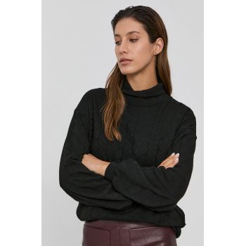 Nissa Pulover femei, culoarea negru, calduros, cu turtleneck