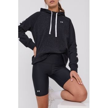 Under Armour pantaloni scurți de antrenament 1360939 femei, culoarea negru, neted, high waist 1360939-698