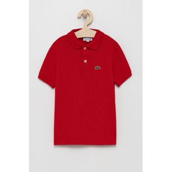 Lacoste tricouri polo din bumbac pentru copii culoarea rosu, neted