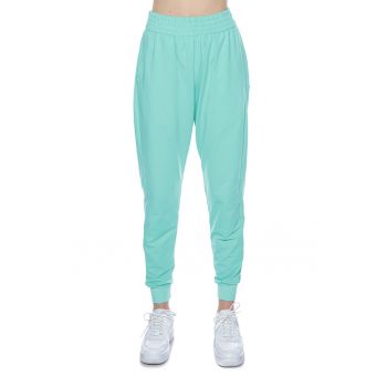 Pantaloni sport conici cu tale inalta Cyan