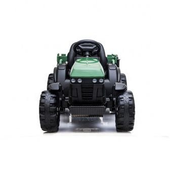 Tractor electric 12V cu telecomanda,scaun din piele si remorca Nichiduta Power Green de firma originala