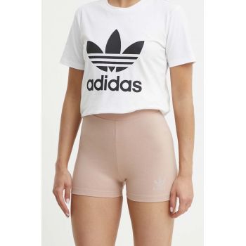 Adidas Originals Pantaloni scurți HF9202 femei, culoarea maro, material neted, high waist