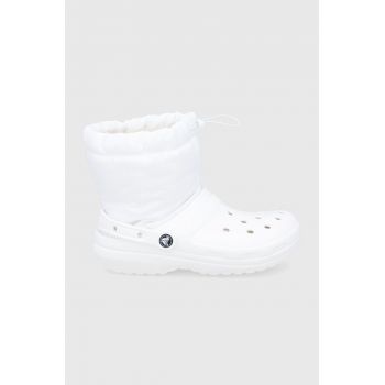 Crocs cizme de iarnă Classic Lined Neo Puff Boot culoarea alb 206630 de firma originali