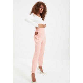 Pantaloni sport cu decupaje laterale si talie inalta