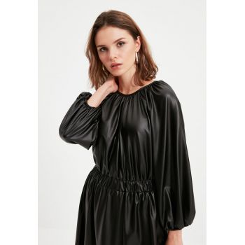 Rochie midi cu maneci bufante de firma originala