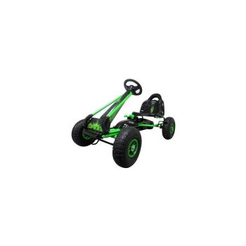 Kart cu pedale Gokart 3-6 ani roti pneumatice din cauciuc frana de mana G3 R-Sport verde la reducere
