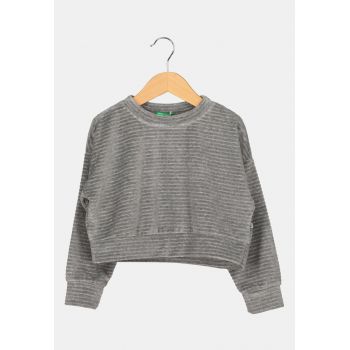 Bluza sport crop cu decolteu la baza gatului