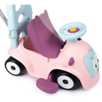 Masinuta copii de impins Smoby Maestro pink recomandata copiilor de la 6 pana la 36 luni, protectie impotriva rasturnarii, roti silentioase, compartiment pentru depozitare jucarii