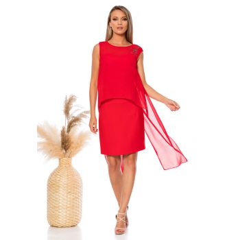 Rochie dreapta cu strat exterior din sifon