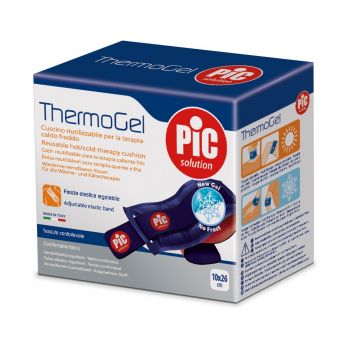 Compresa reutilizabila ThermoGel pentru terapie caldarece 10x26 cm cu banda elastica pentru prinderefixare