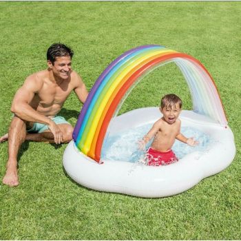 Piscina gonflabila copii Intex Curcubeu multicolor 100 litri 102 x 89 cm ieftina