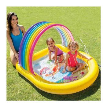 Piscina gonflabila copii Intex Rainbow multicolor 147 x 130 x 86 cm ieftina