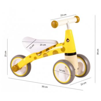 Tricicleta fara pedale Girafa portocalie galbena Ecotoys LB1603