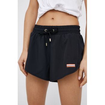 P.E Nation Pantaloni scurți femei, culoarea negru, material neted, high waist