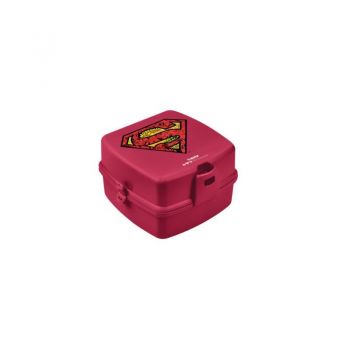 Cutie pentru sandwich de copii Superman plastic rosu 15x14x9 cm Tuffex de firma originala