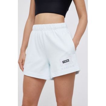 P.E Nation Pantaloni scurți din bumbac femei, culoarea verde, material neted, high waist