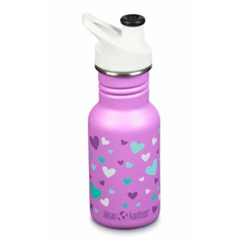 Recipient din otel inoxidabil 355 ml cu capac sport Klean Kanteen Kid Classic Narrow Orchid Hearts de firma original