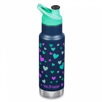 Termos din otel inoxidabil 355 ml cu capac sport Klean Kanteen Kid Classic Narrow Navy Hearts de firma original