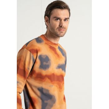 Bluza sport cu decolteu la baza gatului si model tie-dye