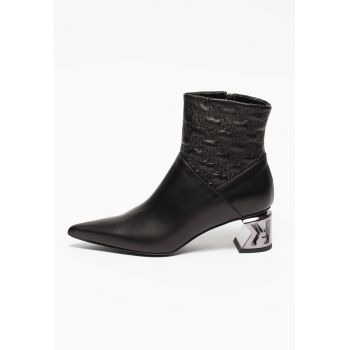 Botine de piele cu logo brodat K-Blok de firma originale