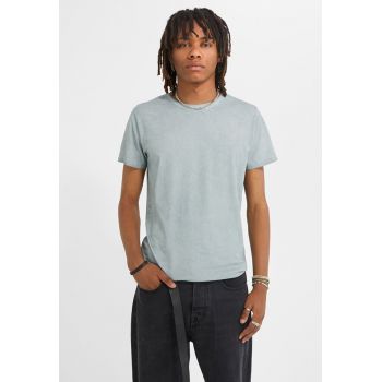 Tricou de bumbac cu decolteu la baza gatului