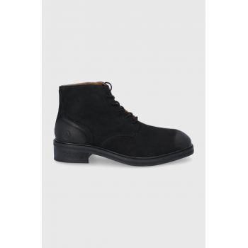 Superdry Pantofi înalți de piele bărbați, culoarea negru