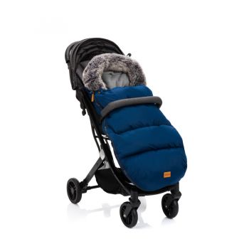 Sac de iarna cu guler blanita detasabil pentru carucior navy 100x50 cm Fillikid ieftin