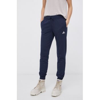 Adidas Pantaloni H07857 femei, culoarea albastru marin, material neted