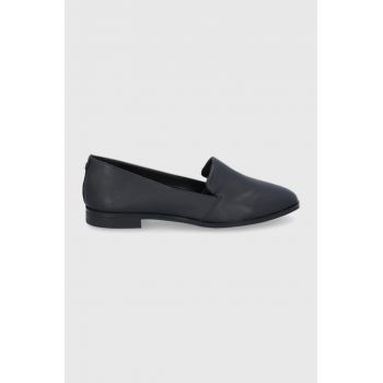 Aldo Mocasini de piele femei, culoarea negru, cu toc plat Aldo Mocasini de piele femei, culoarea negru, cu toc plat