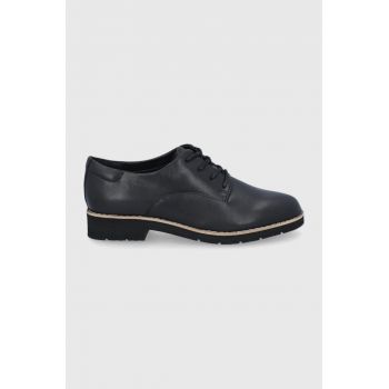 Aldo Pantofi de piele femei, culoarea negru, cu toc plat