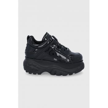 Buffalo Ghete de piele culoarea negru, cu platformă de firma originali