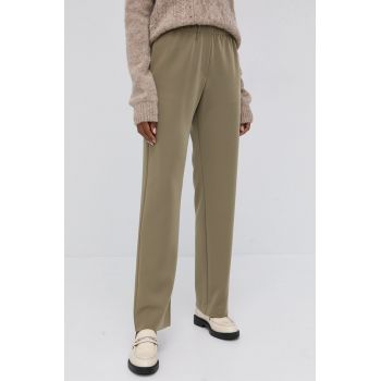 Samsoe Samsoe pantaloni femei, culoarea bej, lat, high waist