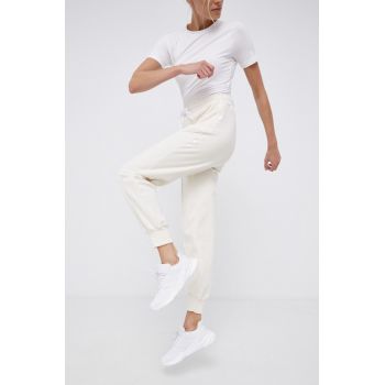 Adidas Performance Pantaloni GH6972 femei, culoarea crem, cu imprimeu