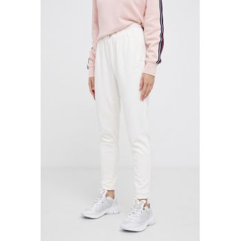 Adidas Performance Pantaloni H14441 femei, culoarea crem, material neted