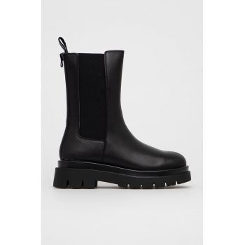 Aldo Ghete Chelsea de piele femei, culoarea negru, cu toc plat Aldo Ghete Chelsea de piele femei, culoarea negru, cu toc plat