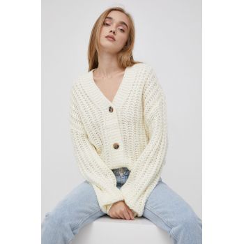 Noisy May Cardigan femei, culoarea crem, light