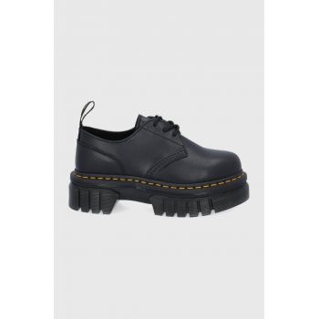 Dr. Martens pantofi femei, culoarea negru, cu toc plat DM27147001.Audrick.3i-Black.Napp de firma originali
