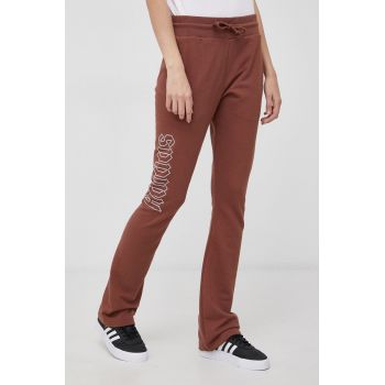 Adidas Originals Pantaloni HF6772 femei, culoarea maro, material neted
