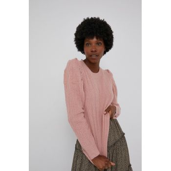 Answear Lab Pulover din amestec de lână femei, culoarea roz, light