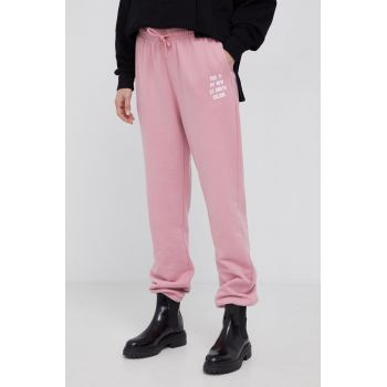 MC2 Saint Barth Pantaloni de bumbac femei, culoarea roz, material neted