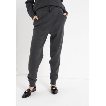 Pantaloni din amestec de lana cu snur