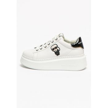 Pantofi sport din piele cu talpa wedge si logo Karl Anakapri
