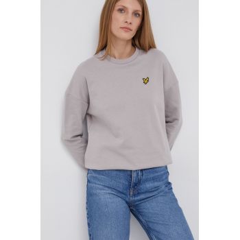 Lyle & Scott Hanorac de bumbac femei, culoarea gri, material neted