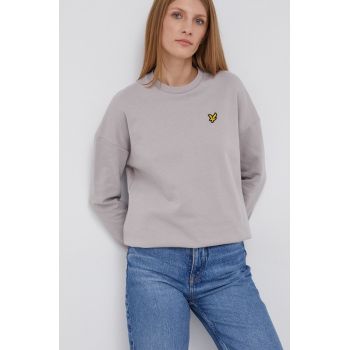 Lyle & Scott Hanorac de bumbac femei, culoarea gri, material neted