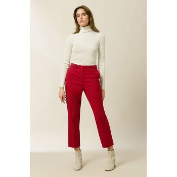 Ivy & Oak Pantaloni femei, culoarea rosu, model drept, high waist