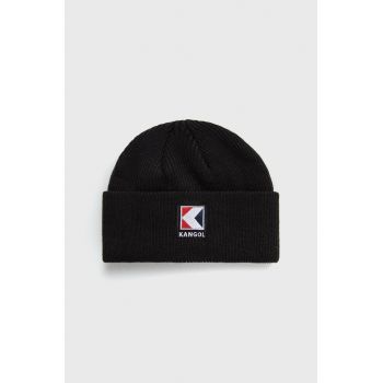 Kangol Căciulă culoarea negru, din tesatura neteda de firma originala