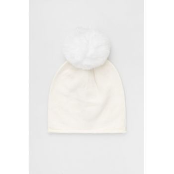 Answear Lab Căciulă de lână culoarea crem, din tricot gros