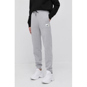 Hugo Pantaloni femei, culoarea gri, material neted