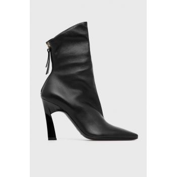 Emporio Armani Cizme de piele femei, culoarea negru, cu toc drept Emporio Armani Cizme de piele femei, culoarea negru, cu toc drept