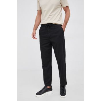 Tiger Of Sweden Pantaloni bărbați, culoarea negru, model drept